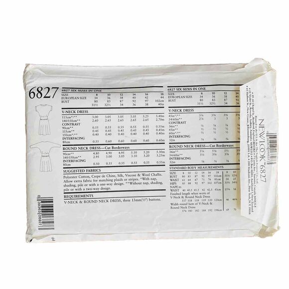 New Look Sewing Pattern #6827 Blouson Dress Neckline Option 80's UNCUT Sz 8 - 18 - Picture 3 of 5